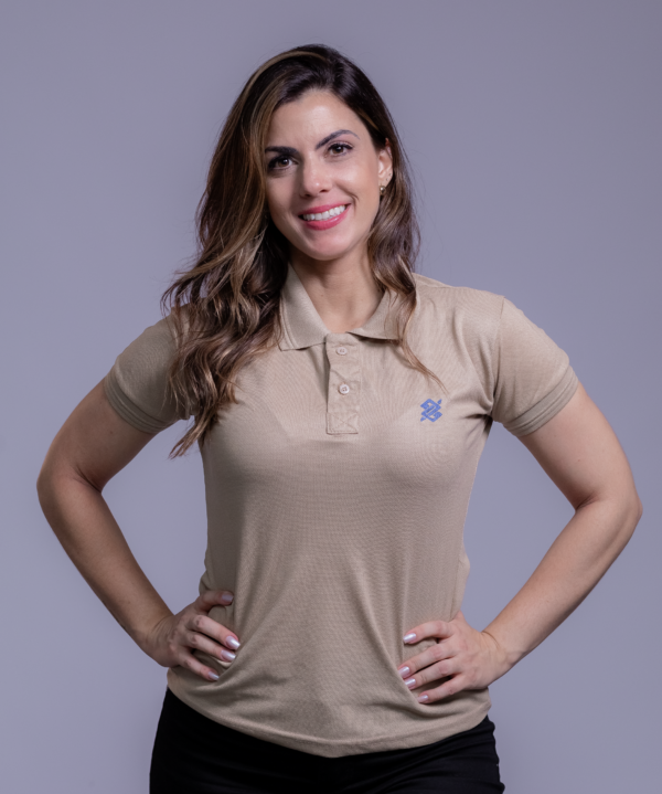 Camiseta Polo BB na cor Castor com símbolo bordado na cor Azul - Imagem 3