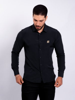 Camisa Social modelagem Slim na cor Black