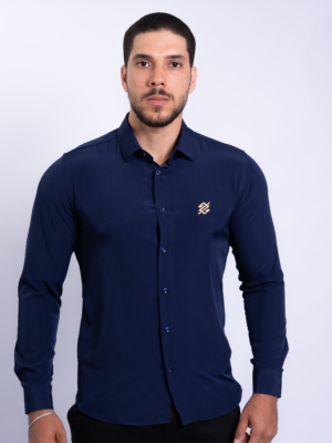 Camisa Social modelagem Slim na cor Marine
