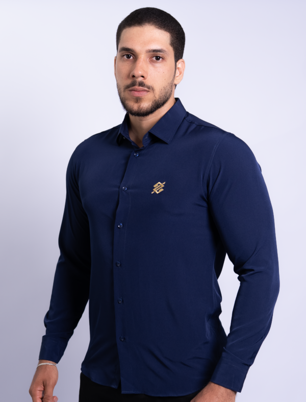 Camisa Social modelagem Slim na cor Marine - Imagem 2