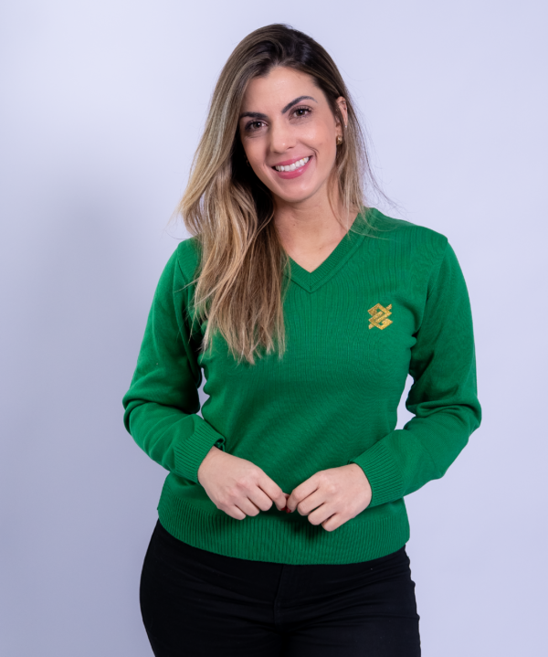 Suéter Gola V na cor Verde com símbolo bordado - Imagem 2