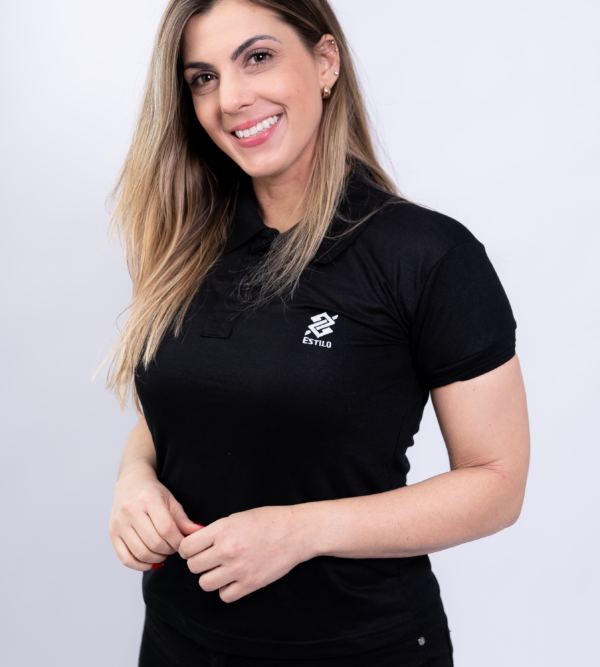 Camiseta Polo BB Estilo na cor Preta com símbolo bordado na cor Branca - Imagem 2
