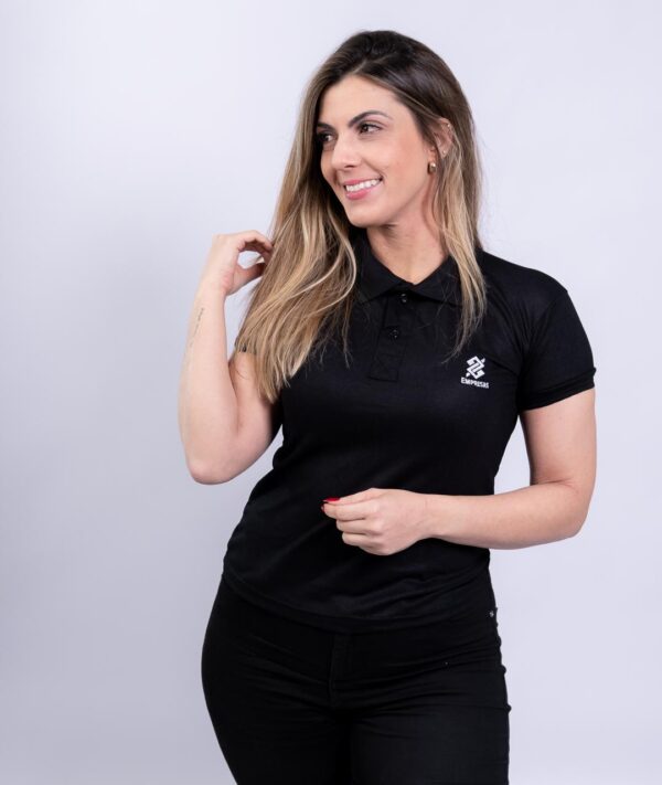 Camiseta Polo BB Empresas na cor Preta com símbolo bordado na cor Branco - Imagem 2
