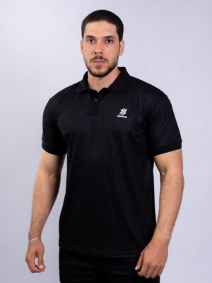 Camiseta Polo BB Empresas na cor Preta com símbolo bordado na cor Branco