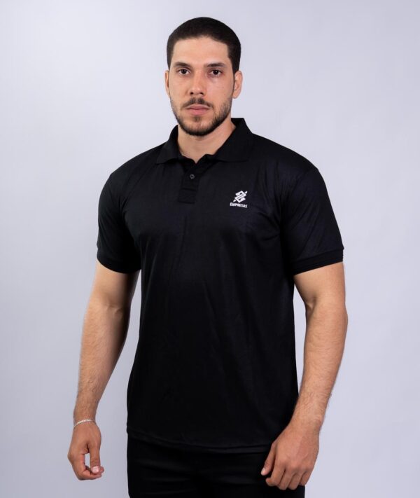 Camiseta Polo BB Empresas na cor Preta com símbolo bordado na cor Branco