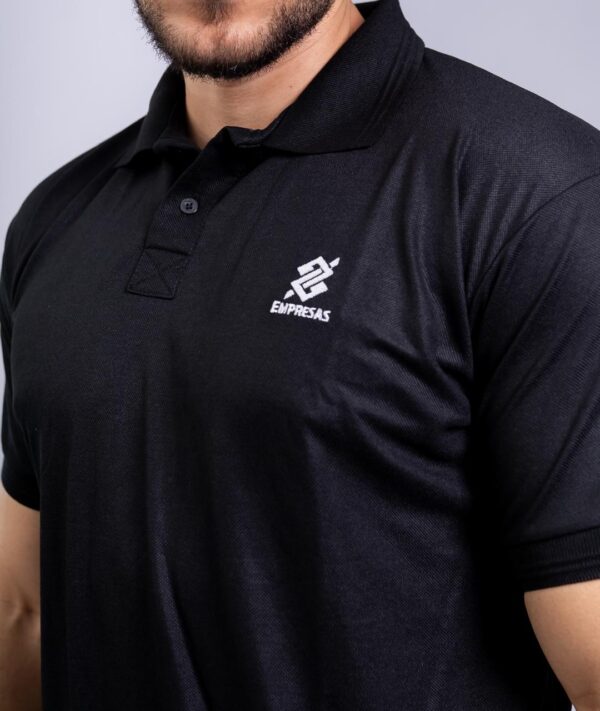 Camiseta Polo BB Empresas na cor Preta com símbolo bordado na cor Branco - Imagem 2