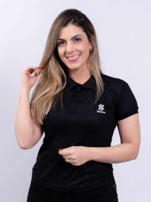 Camiseta Polo BB Empresas na cor Preta com símbolo bordado na cor Branco