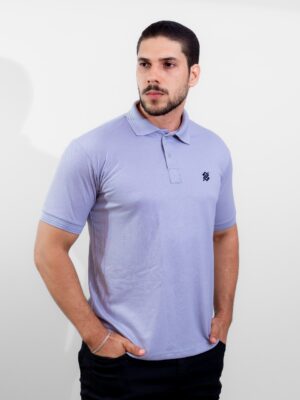 Camiseta Polo Banco do Brasil na cor Alumínio com símbolo bordado na cor Preta