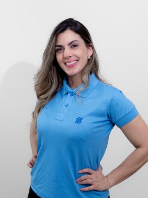 Camiseta Polo Banco Brasil na Azul Etna com símbolo bordado na cor Azul