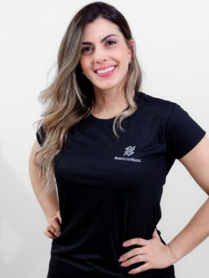 Camiseta Gola Redonda Banco do Brasil na cor Preta com símbolo bordado na cor Prata