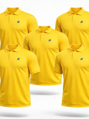 kit 5 camisetas BB na cor Amarelo Ouro com símbolo bordado na cor Azul